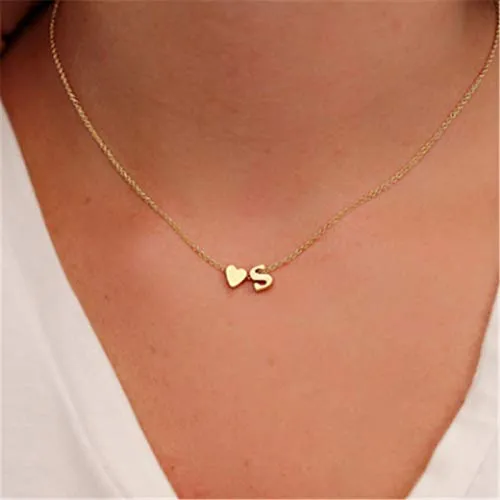 Yellow Chimes Earrings Yellow Chimes Elegant and Beautiful Simple Heart Shaped Alphabet Letter S Love Proposal Gold Plated Chain Necklace Foe Women and Girls