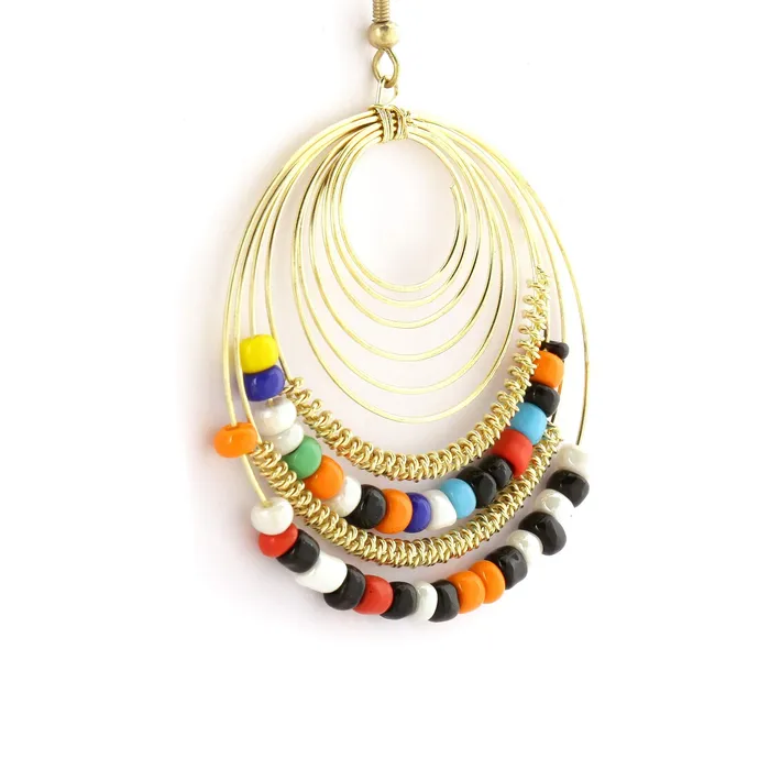 Yellow Chimes Earrings Yellow Chimes Elegant Multicolor Beads Gold Plated Drop Earrings For Women and Girls