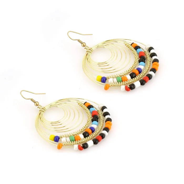 Yellow Chimes Earrings Yellow Chimes Elegant Multicolor Beads Gold Plated Drop Earrings For Women and Girls