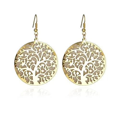 Yellow Chimes Earrings Yellow Chimes Engraved Tree of Life Round Beautiful Dangle Earrings For Women and Girls Yellow Chimes Earrings Yellow Chimes Engraved Tree of Life Round Beautiful Dangle Earrings For Women and Girls