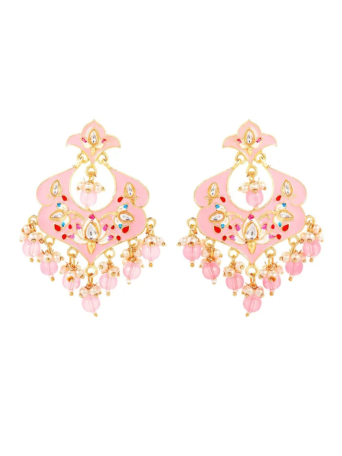 Yellow Chimes Earrings Yellow Chimes Ethnic Gold Plated Traditional Beads Pink Meenakari Floral Design Chandbali Earrings for Women and Girls Medium YCTJER99MNKFLWPK Yellow Chimes Earrings Yellow Chimes Ethnic Gold Plated Traditional Beads Pink Meenakari Floral Design Chandbali Earrings for Women and Girls Medium YCTJER99MNKFLWPK