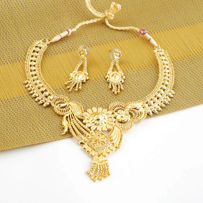 Yellow Chimes Earrings Yellow Chimes Ethnic One Gram Gold Designer Antique Golden Traditional Choker Necklace with Earrings Jewellery Set for Women Girls