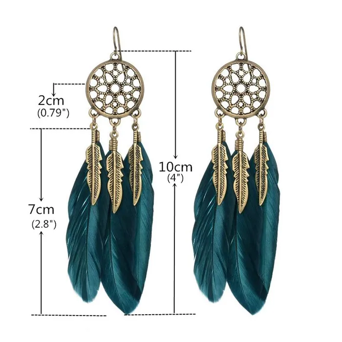 Yellow Chimes Earrings Yellow Chimes Green Feather Latest Long Tassel Earrings for Women and Girls