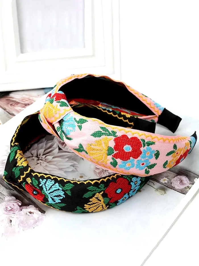 Yellow Chimes Earrings Yellow Chimes Hair Band Knot Fabric Hair Band Turban Headband Cross Knot Elastic Hair Bands for Women and Girls Pack of 1 Multicolor