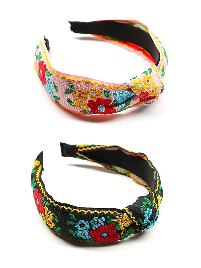 Yellow Chimes Earrings Yellow Chimes Hair Band Knot Fabric Hair Band Turban Headband Cross Knot Elastic Hair Bands for Women and Girls Pack of 1 Multicolor