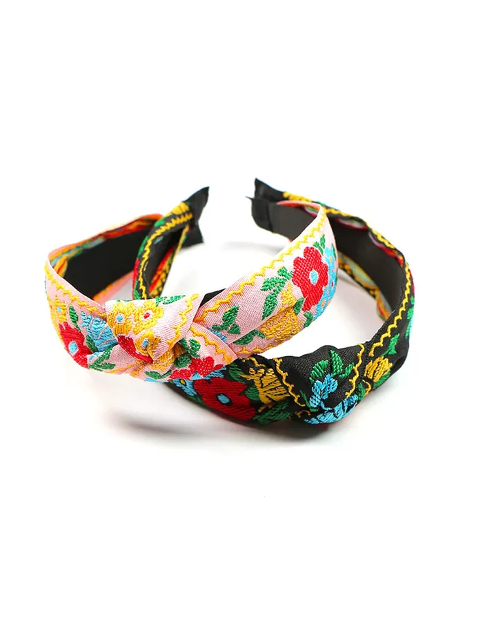 Yellow Chimes Earrings Yellow Chimes Hair Band Knot Fabric Hair Band Turban Headband Cross Knot Elastic Hair Bands for Women and Girls Pack of 1 Multicolor