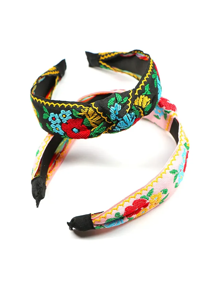 Yellow Chimes Earrings Yellow Chimes Hair Band Knot Fabric Hair Band Turban Headband Cross Knot Elastic Hair Bands for Women and Girls Pack of 1 Multicolor