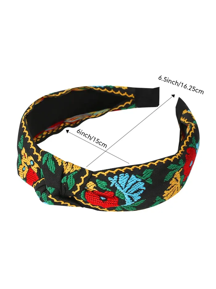 Yellow Chimes Earrings Yellow Chimes Hair Band Knot Fabric Hair Band Turban Headband Cross Knot Elastic Hair Bands for Women and Girls Pack of 1 Multicolor