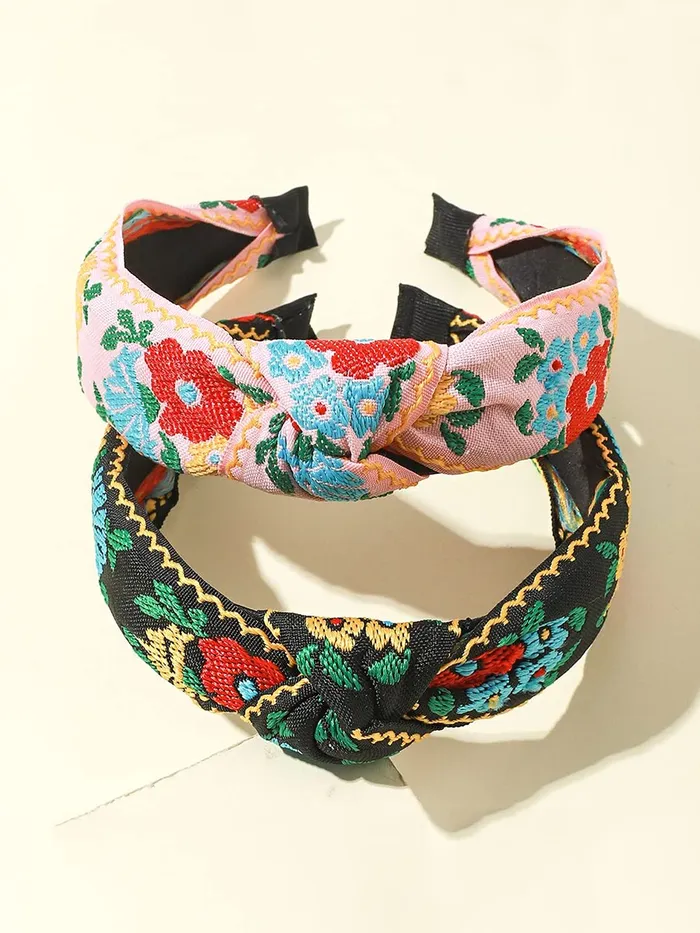 Yellow Chimes Earrings Yellow Chimes Hair Band Knot Fabric Hair Band Turban Headband Cross Knot Elastic Hair Bands for Women and Girls Pack of 1 Multicolor