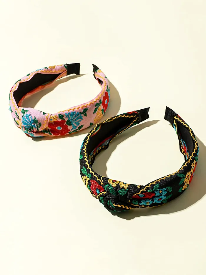 Yellow Chimes Earrings Yellow Chimes Hair Band Knot Fabric Hair Band Turban Headband Cross Knot Elastic Hair Bands for Women and Girls Pack of 1 Multicolor