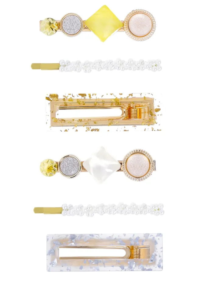 Yellow Chimes Earrings Yellow Chimes Hair Clips for Women 6 Pcs Hair Clips for Girls Pearl Bobby Pins Multicolor Hair Pins Hair Accessories for Women and Girls