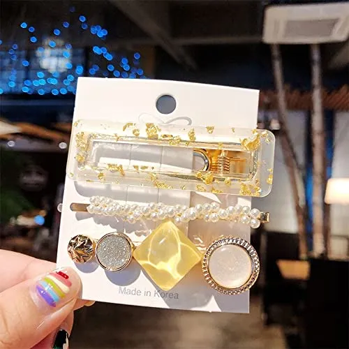 Yellow Chimes Earrings Yellow Chimes Hair Clips for Women 6 Pcs Hair Clips for Girls Pearl Bobby Pins Multicolor Hair Pins Hair Accessories for Women and Girls