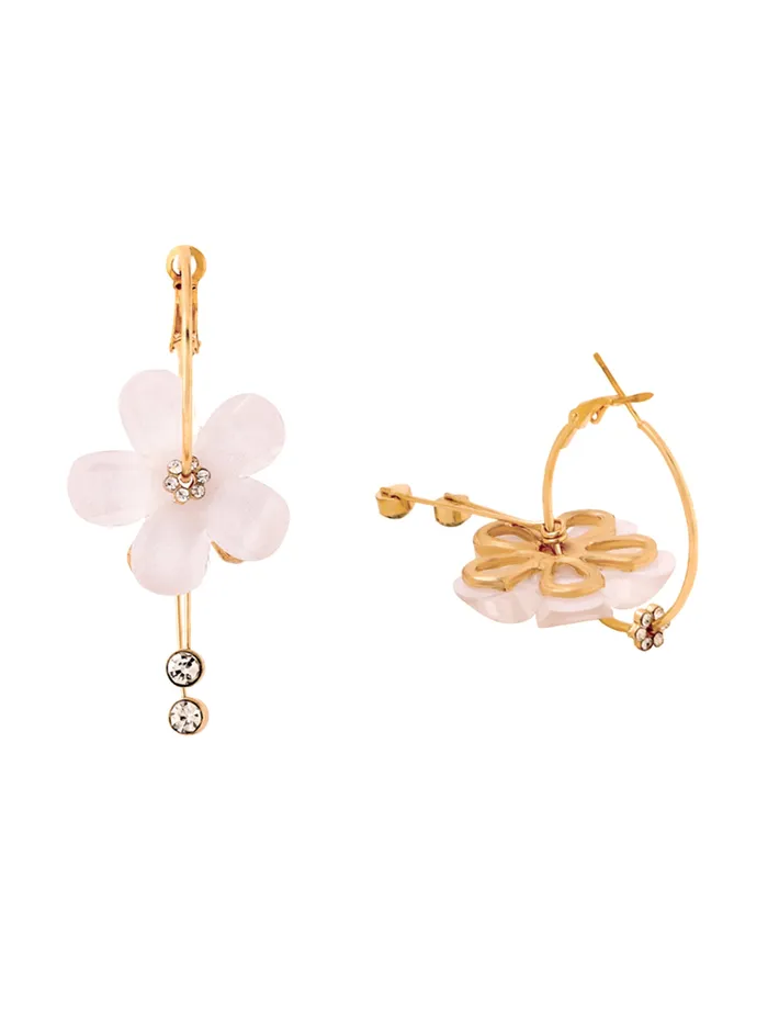Yellow Chimes Earrings Yellow Chimes Hoop Earrings for Women Fashion Floral Shaped Hoops Earrings White Big Hoops Bali Earrings for Girls Birthday Gift for Girls Women Anniversary Gift for Wife