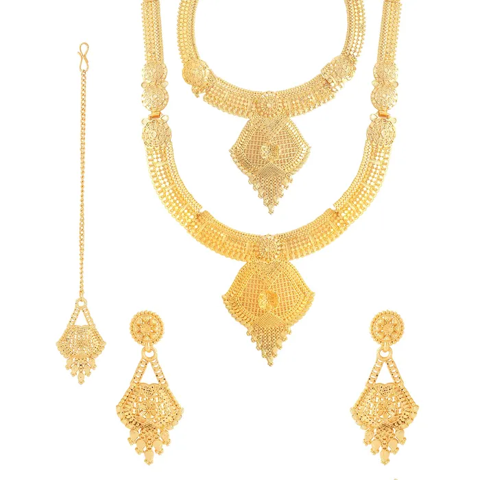 Yellow Chimes Earrings Yellow Chimes Jewellery Set for Women and Girls Gold Necklace Set for Women Gold Toned Bridal Designed Necklace Set Birthday Gift for girls and women Anniversary Gift for Wife