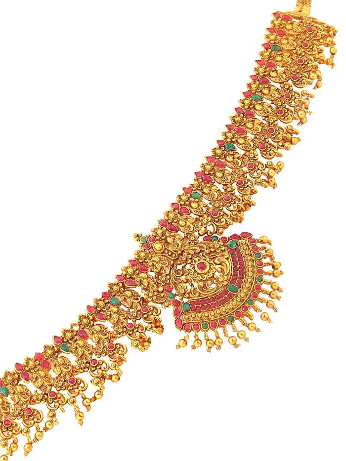 Yellow Chimes Earrings Yellow Chimes Kamarbandh For Women Gold Plated Multicolured Crystal Studed Traditional Bridal Saree Kamarbandh For Women and Girls
