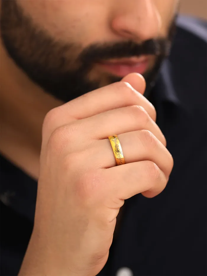 Yellow Chimes Earrings Yellow Chimes Lord Of The Rings 100 Stainless Steel 18K Gold Plated Ring For Boys And Mens