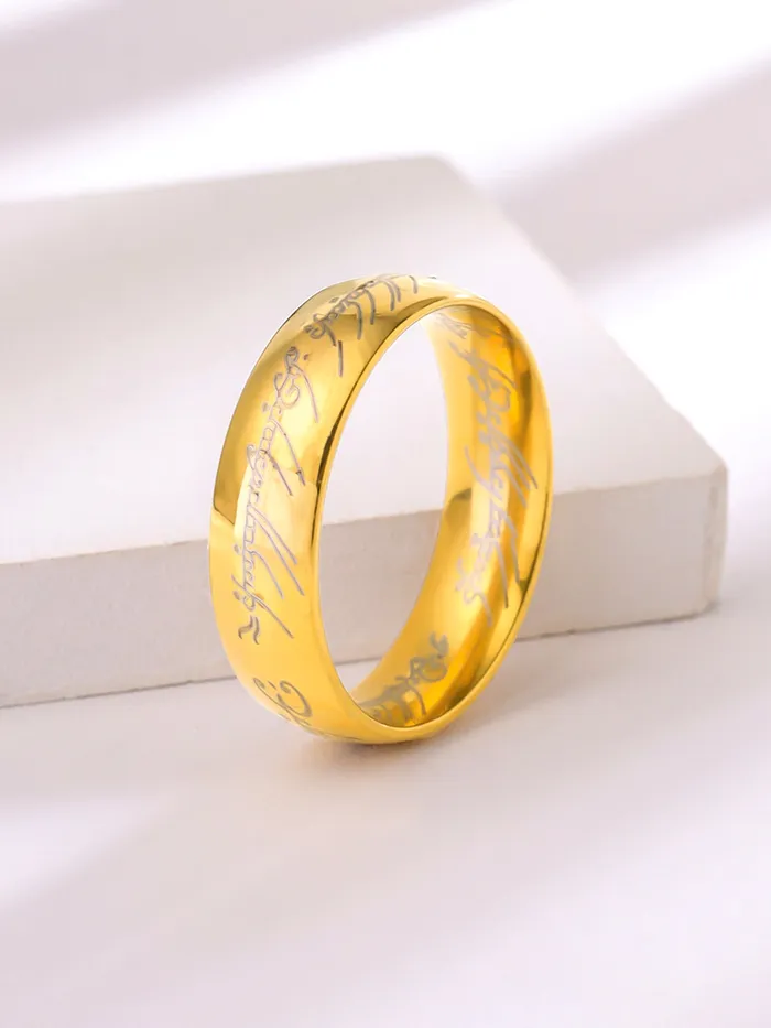 Yellow Chimes Earrings Yellow Chimes Lord Of The Rings 100 Stainless Steel 18K Gold Plated Ring For Boys And Mens