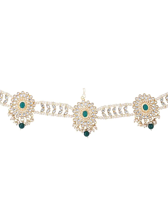 Yellow Chimes Earrings Yellow Chimes Mathapati for Women Gold Toned Kundan and Green Crystal Studded Pearl Designed Head ChainMathapati for Women and Girls Yellow Chimes Earrings Yellow Chimes Mathapati for Women Gold Toned Kundan and Green Crystal Studded Pearl Designed Head ChainMathapati for Women and Girls