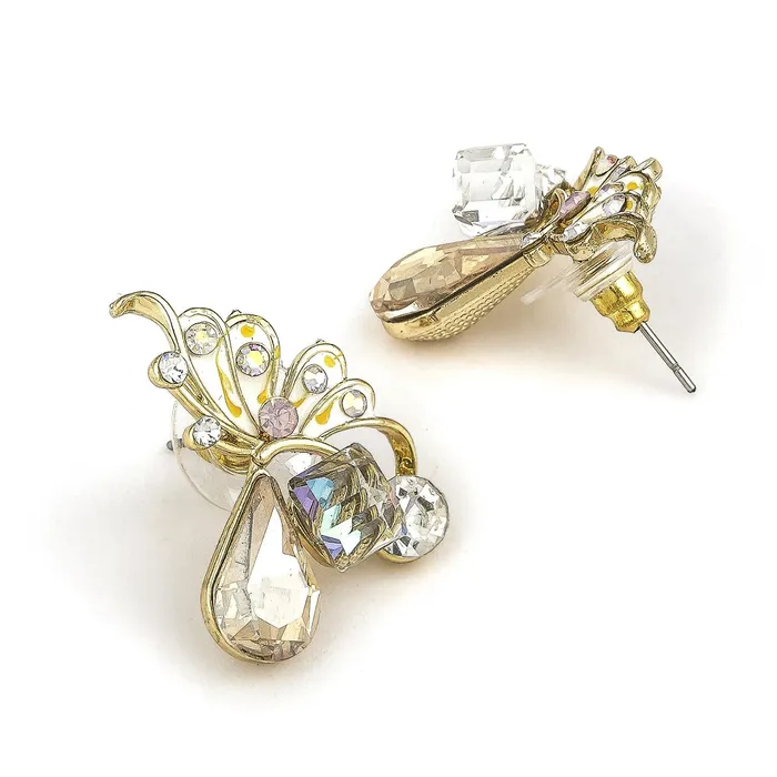 Yellow Chimes Earrings Yellow Chimes Moxie Collection Butterfly Multicolor Crystal Stud Earrings For Women Girls Yellow
