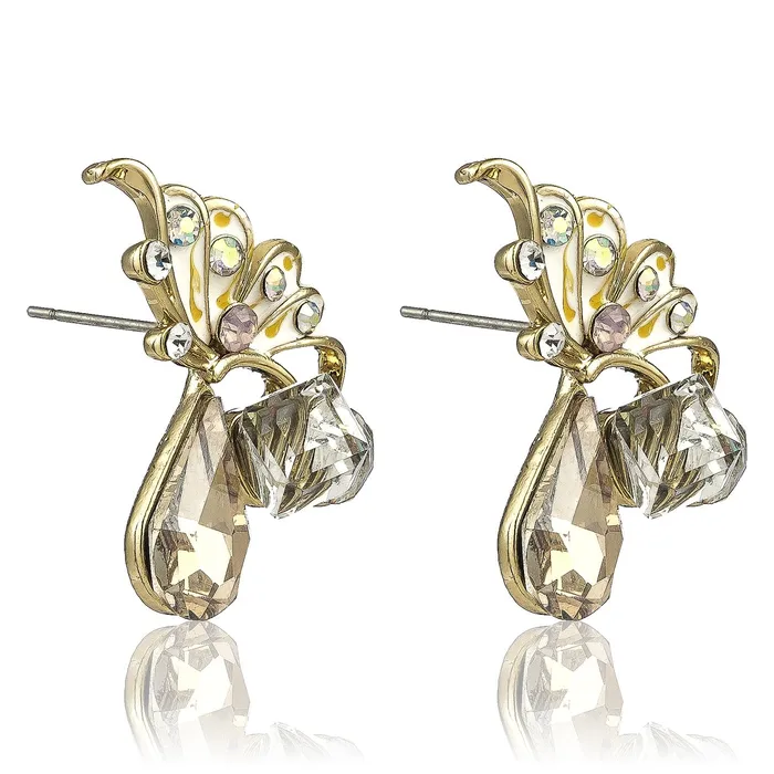 Yellow Chimes Earrings Yellow Chimes Moxie Collection Butterfly Multicolor Crystal Stud Earrings For Women Girls Yellow
