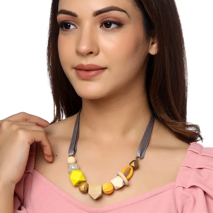 Yellow Chimes Earrings Yellow Chimes Necklace for Women and Girls Multicolor Necklace for Women Western Statement Style Acrylic Beads Necklace Birthday Gift for Girls Women Anniversary Gift for Wife