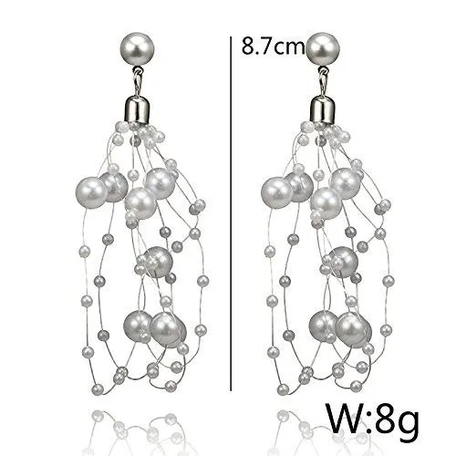 Yellow Chimes Earrings Yellow Chimes Pearl Beads Strings Long Tassel Dangler Earrings for Women and Girls
