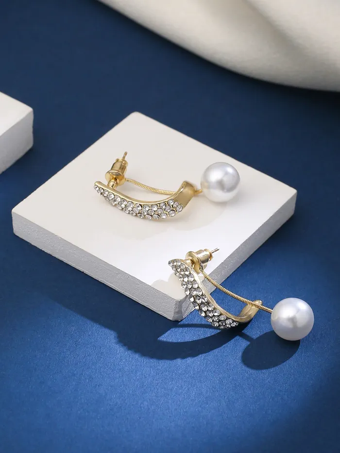 Yellow Chimes Earrings Yellow Chimes Pearl Drop Earrings for Women Fashion Golden Women Earrings Gold Plated White Pearls Earrings for Girls Birthday Gift for Girls Anniversary Gift for Women