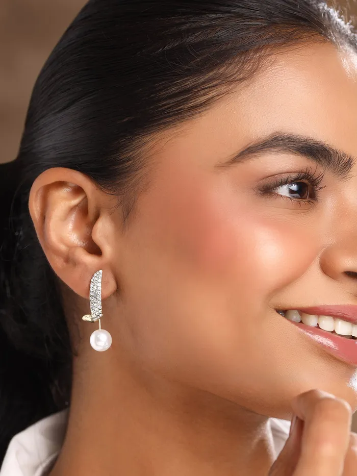Yellow Chimes Earrings Yellow Chimes Pearl Drop Earrings for Women Fashion Golden Women Earrings Gold Plated White Pearls Earrings for Girls Birthday Gift for Girls Anniversary Gift for Women
