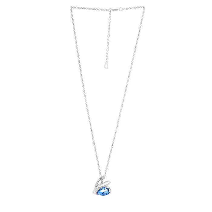 Yellow Chimes Earrings Yellow Chimes Pendant for Women and Girls Pendant for Women Swan Shaped Blue Crystal Pendent Chain Birthday Gift for girls and women Anniversary Gift for Wife