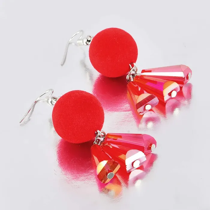 Yellow Chimes Earrings Yellow Chimes PomPom Style Red Tassel Earring for Women Girls