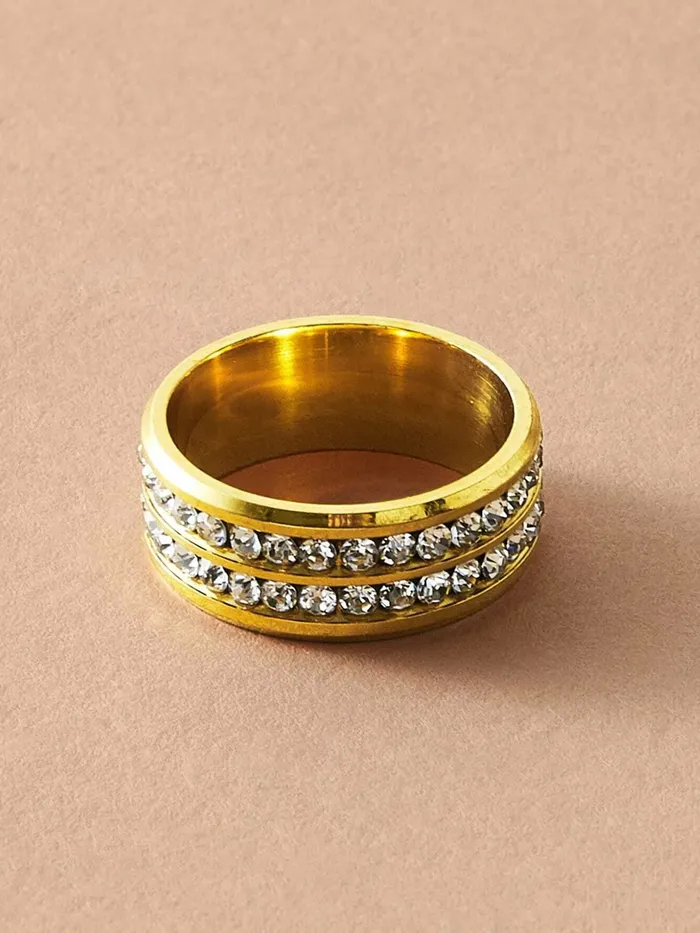 Yellow Chimes Earrings Yellow Chimes Rings for Mens and Boys Crystal Ring Gold Plated Crystal Studded Finger Ring for Men Birthday Gift For Boys and mens Anniversary Gift for Husband