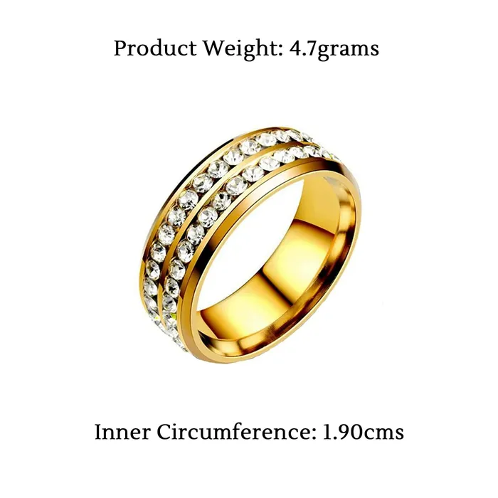 Yellow Chimes Earrings Yellow Chimes Rings for Mens and Boys Crystal Ring Gold Plated Crystal Studded Finger Ring for Men Birthday Gift For Boys and mens Anniversary Gift for Husband