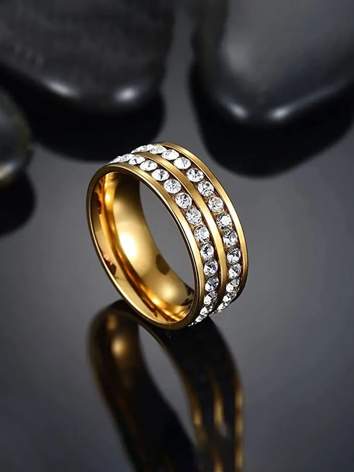 Yellow Chimes Earrings Yellow Chimes Rings for Mens and Boys Crystal Ring Gold Plated Crystal Studded Finger Ring for Men Birthday Gift For Boys and mens Anniversary Gift for Husband