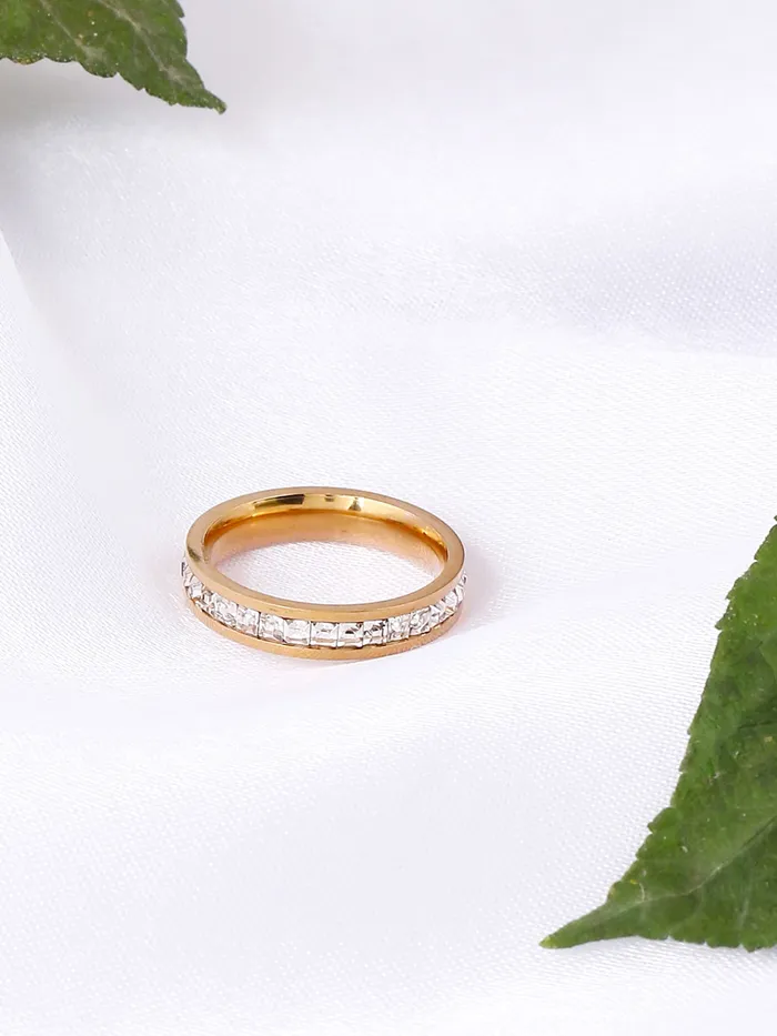Yellow Chimes Earrings Yellow Chimes Rings for Women and Girls Crystal Ring Rose Gold Plated Crystal Studded Finger Ring for WomenBirthday Gift For girls and women Anniversary Gift for Wife