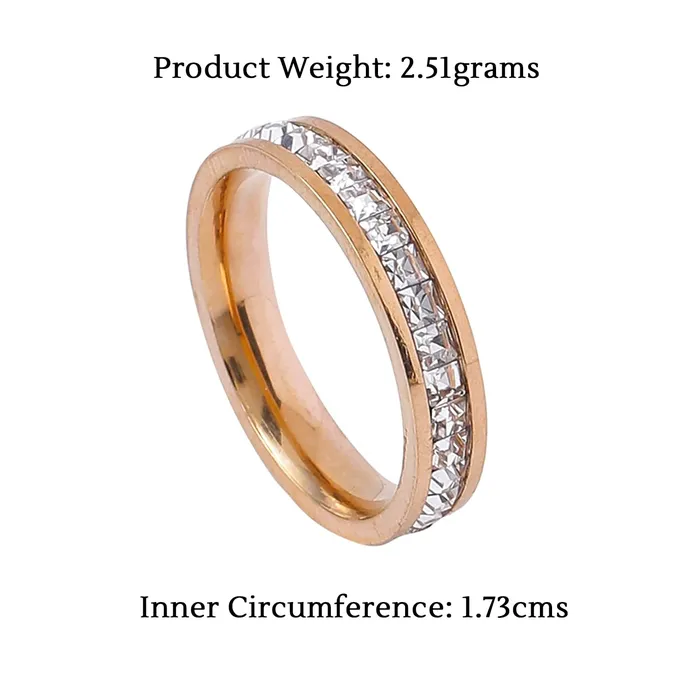 Yellow Chimes Earrings Yellow Chimes Rings for Women and Girls Crystal Ring Rose Gold Plated Crystal Studded Finger Ring for WomenBirthday Gift For girls and women Anniversary Gift for Wife