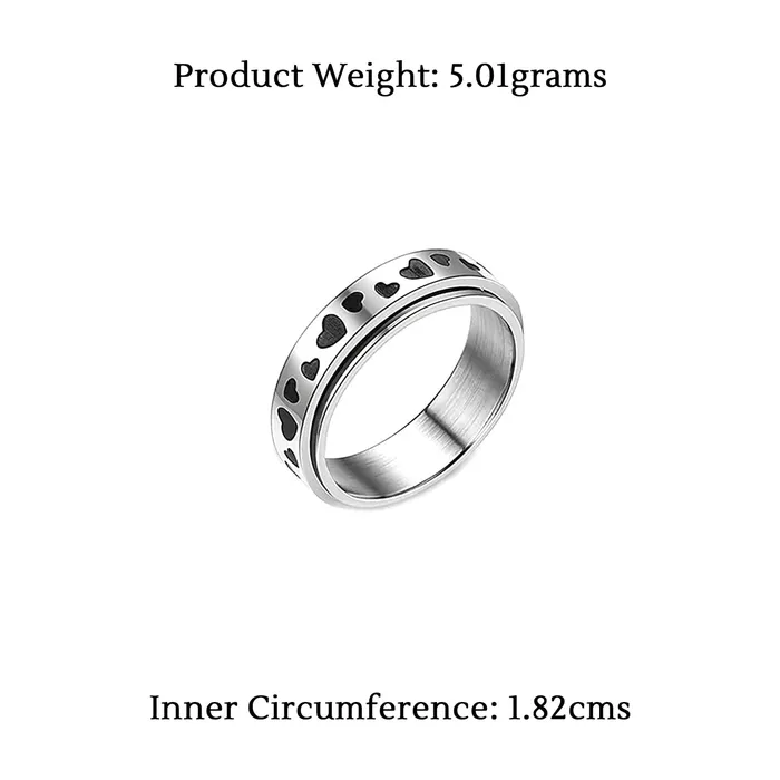 Yellow Chimes Earrings Yellow Chimes Rings For Women Silver Plated Spinner Stainless Steel Stress Relieving Rotatable Spinner Ring for Women and GirlsSize US 8