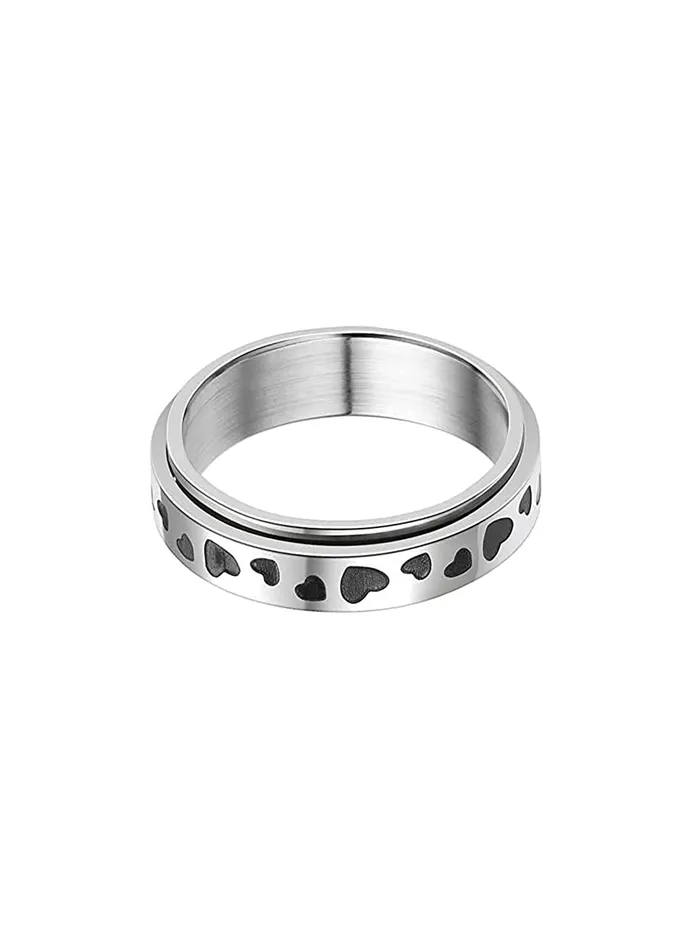 Yellow Chimes Earrings Yellow Chimes Rings For Women Silver Plated Spinner Stainless Steel Stress Relieving Rotatable Spinner Ring for Women and GirlsSize US 8