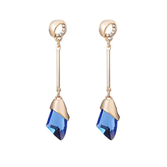 Yellow Chimes Earrings Yellow Chimes Rose Gold Long Hangings Blue Crystal Earring for Women and Girls Yellow Chimes Earrings Yellow Chimes Rose Gold Long Hangings Blue Crystal Earring for Women and Girls