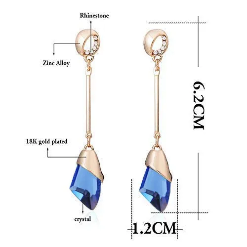 Yellow Chimes Earrings Yellow Chimes Rose Gold Long Hangings Blue Crystal Earring for Women and Girls