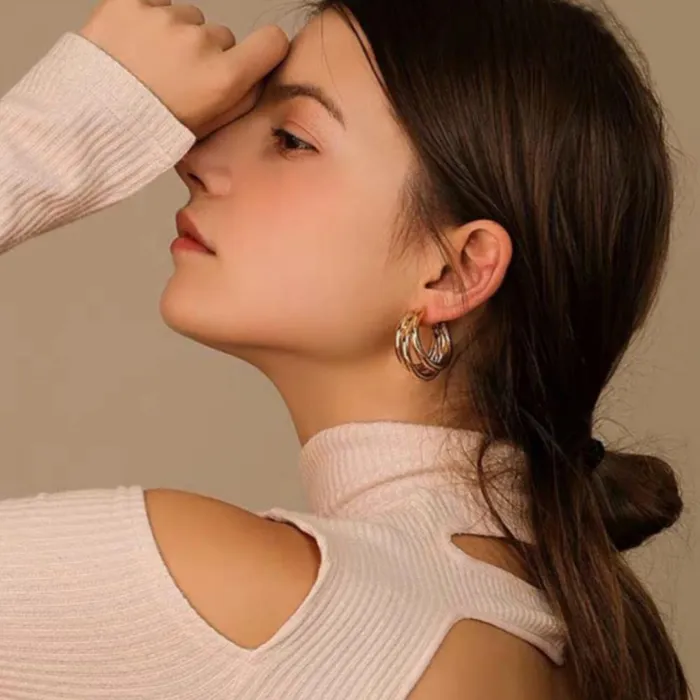 Yellow Chimes Earrings Yellow Chimes Set of 6 Gold Plated Pearl Contemporary Hoop and Stud Earrings For Women And Girls Pack Of 10
