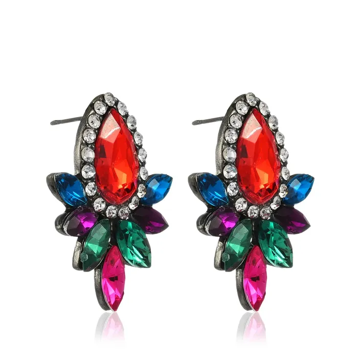 Yellow Chimes Earrings Yellow Chimes Sparkling Leafs Multicolor Stud Earring for Women Girls