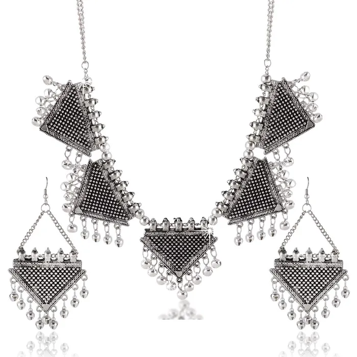 Yellow Chimes Earrings Yellow Chimes Statement Antique Necklace with Earrings Oxidised Jewellery Sets for Women and Girls Yellow Chimes Earrings Yellow Chimes Statement Antique Necklace with Earrings Oxidised Jewellery Sets for Women and Girls