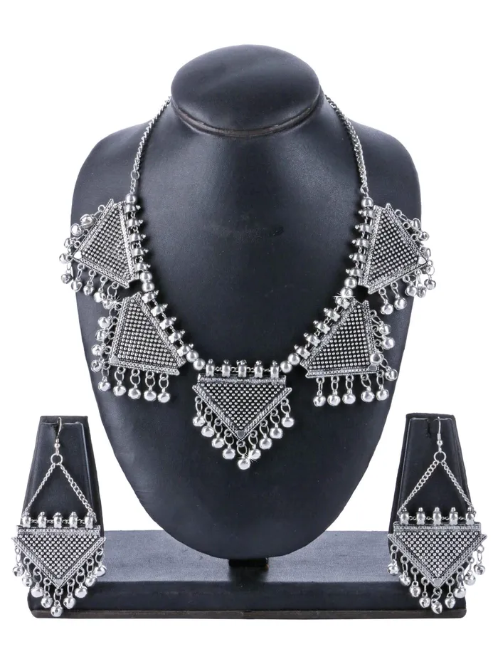 Yellow Chimes Earrings Yellow Chimes Statement Antique Necklace with Earrings Oxidised Jewellery Sets for Women and Girls