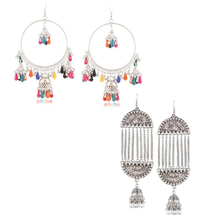 Yellow Chimes Earrings Yellow Chimes Stylish COMBO 2 Pairs Silver Oxidized Traditional Jhumka Earrings for Women and Girls Yellow Chimes Earrings Yellow Chimes Stylish COMBO 2 Pairs Silver Oxidized Traditional Jhumka Earrings for Women and Girls