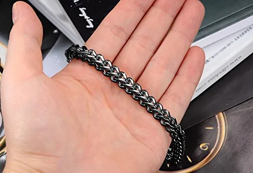 Yellow Chimes Earrings Yellow Chimes Stylish Stainless Steel Curb Chain Black Bracelet for MenUnisex
