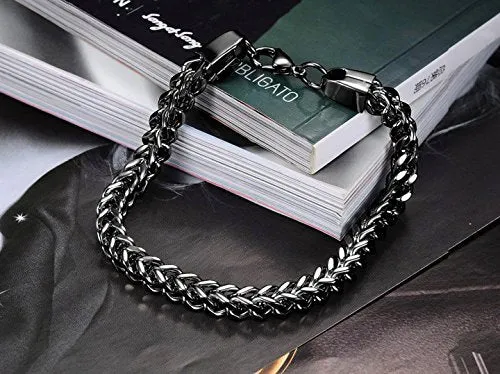 Yellow Chimes Earrings Yellow Chimes Stylish Stainless Steel Curb Chain Black Bracelet for MenUnisex
