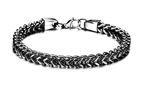 Yellow Chimes Earrings Yellow Chimes Stylish Stainless Steel Curb Chain Black Bracelet for MenUnisex