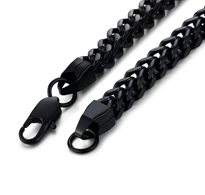Yellow Chimes Earrings Yellow Chimes Stylish Stainless Steel Curb Chain Black Bracelet for MenUnisex