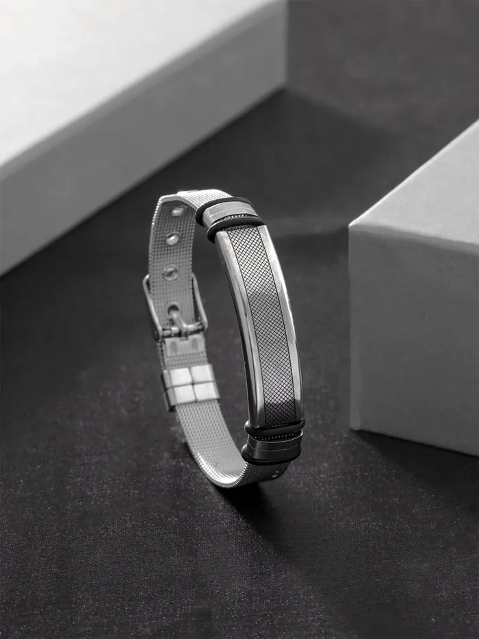 Yellow Chimes Earrings Yellow Chimes Western Style Cross Design Printed Causal Wear Wristband Opening Bracelet for Men and Boys Design 2