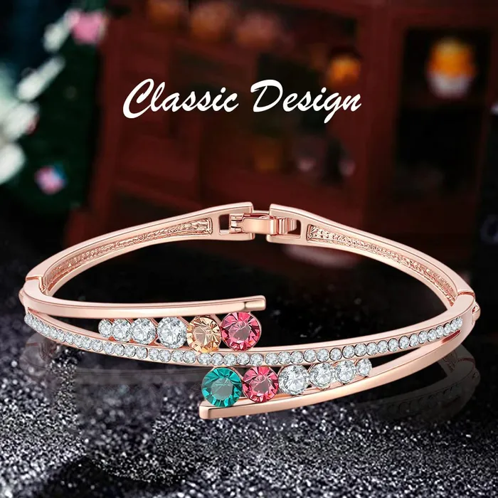 Yellow Chimes Earrings Yellow Chimes Women Crystal Bracelets Rose Gold Plated Bracelets for Women Multi Color Crystals Bracelet For Woman Birthday Gift for Girls Women Anniversary Gift for Wife